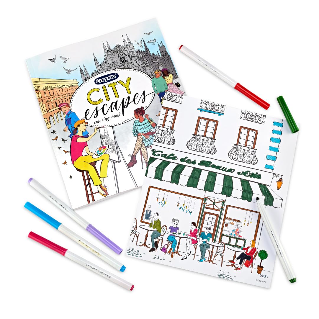 Crayola City Escapes Adult Coloring Book (40pgs), City Coloring Pages, Mindfulness Activity for