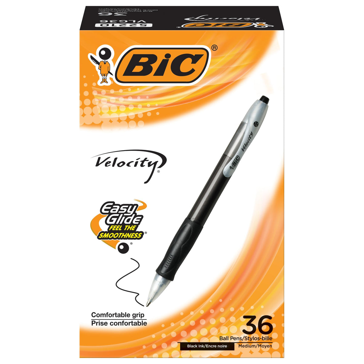 BIC Velocity Retractable Ball Pen, Medium Point, 1.0mm, Black, 36-Count