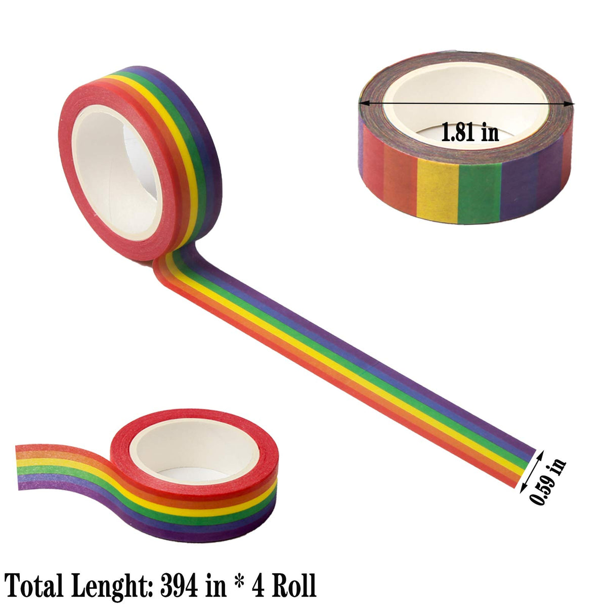 DERAYEE Rainbow Color Washi Tape, Masking Decorative Tapes for DIY Scrapbook, Planner, Arts &