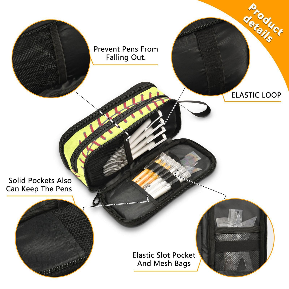 XUWU Softball Large Capacity Pencil Case Pencil Pouch Pen Box