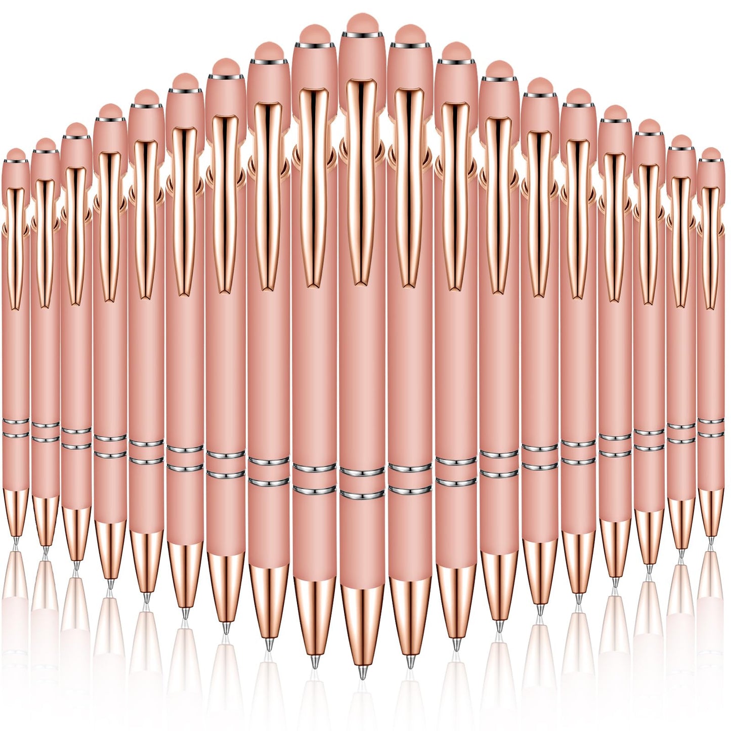 Zonon 38 Pcs Stylus Ballpoint Pens, Metal Rubberized Grip, Rose Gold