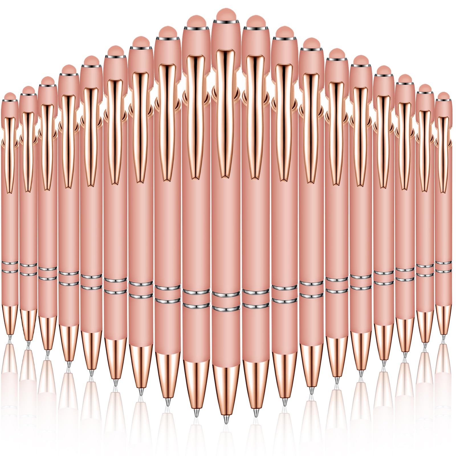 Zonon 38 Pcs Stylus Ballpoint Pens, Metal Rubberized Grip, Rose Gold