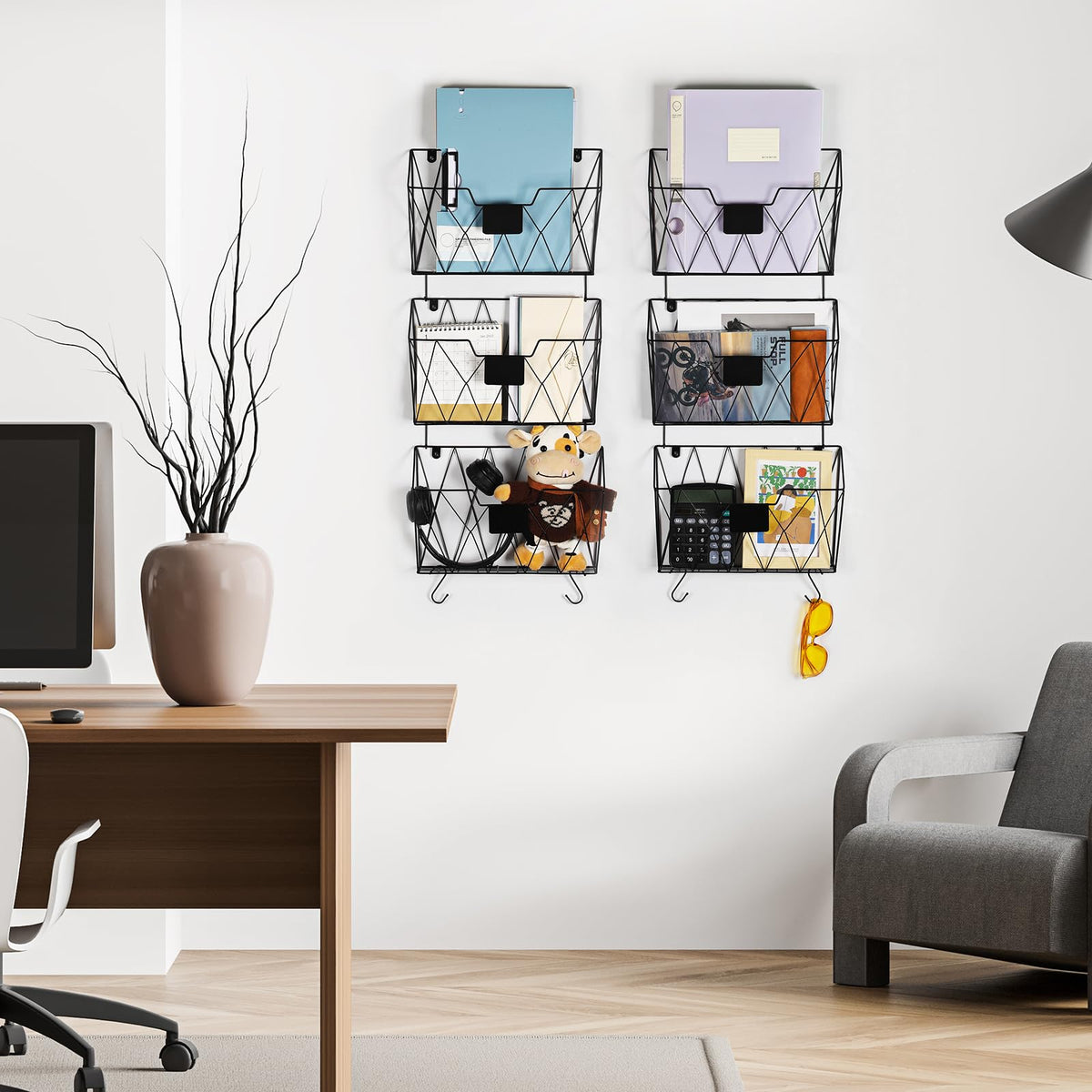 6 Pack Wall File Organizer, Wall File Pocket Mail Organizer for Office/Home
