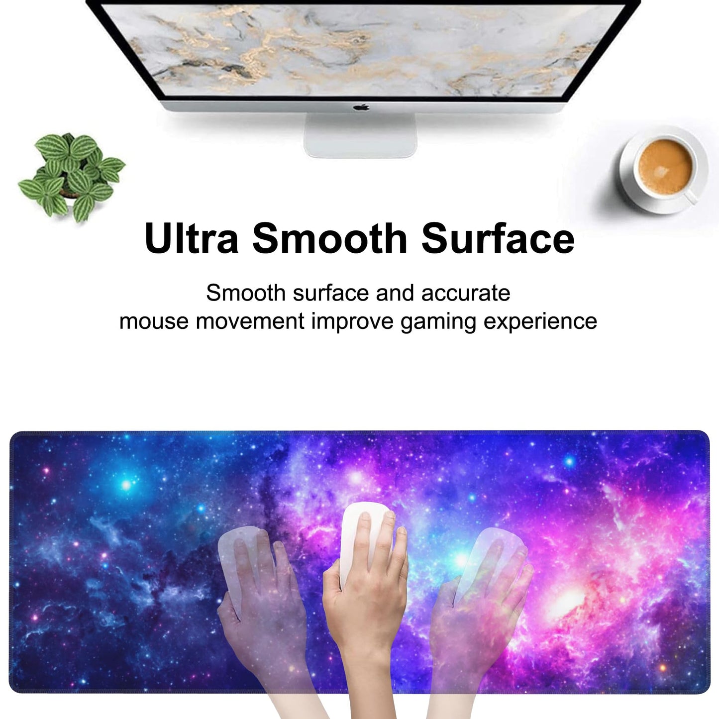 NIYLYNSYN Deep Universe Space and Stars Desk Mat,Large Galaxy Space Gaming Keyboard Mouse