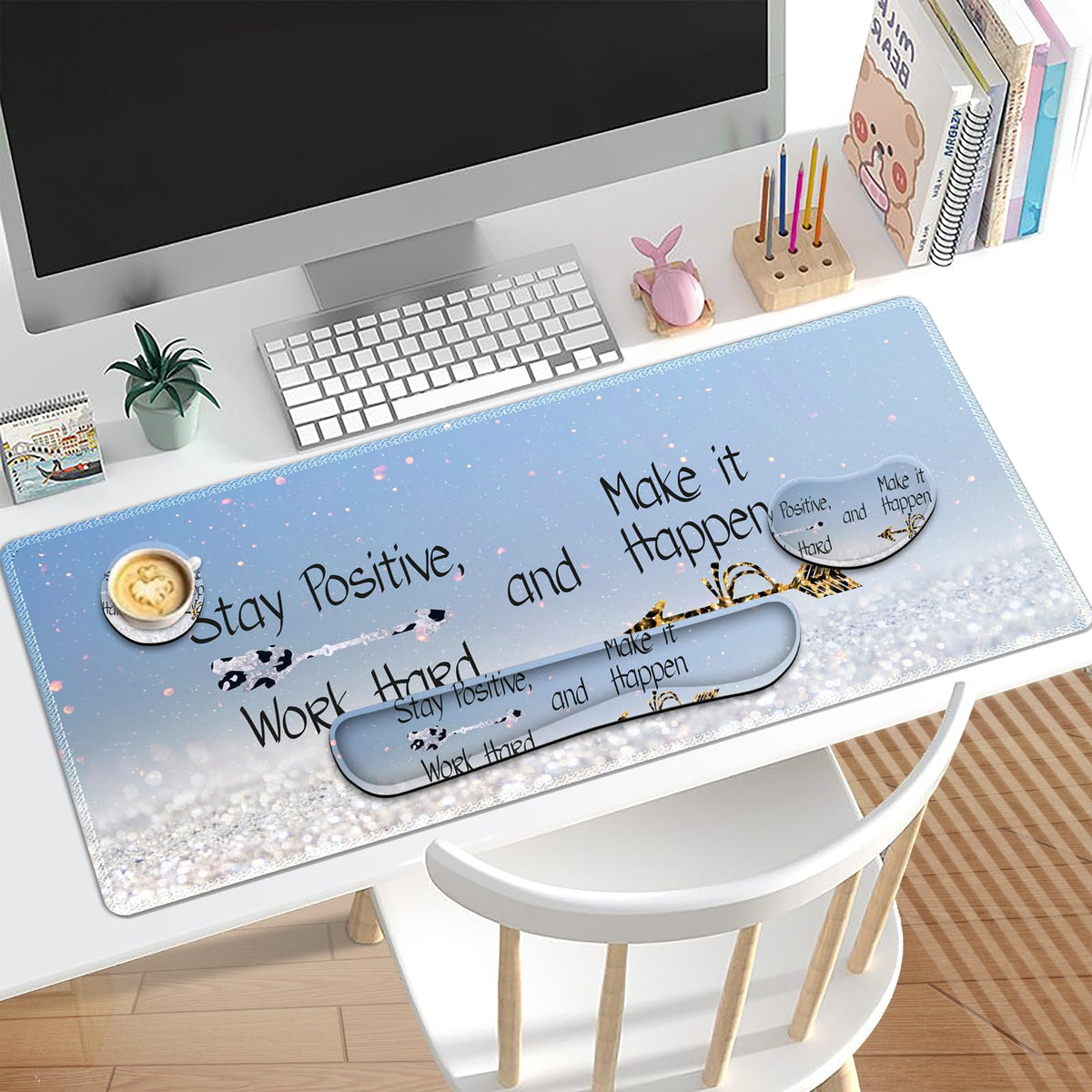 Lauspuck Desk Mat, Gaming Mouse Pad Wrist Rest Support Combo, XXL Large Mousepad + Keyboard Wrist