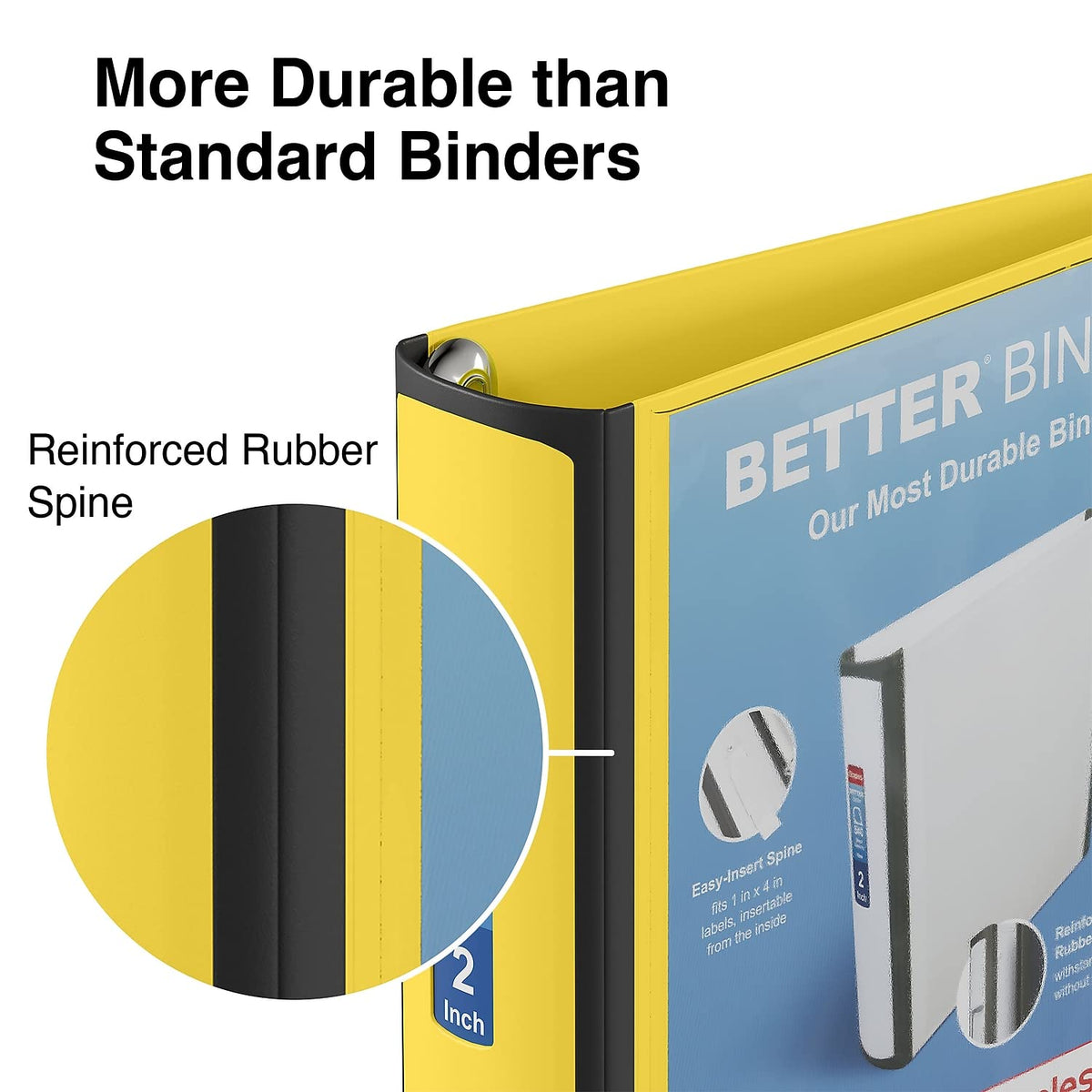 Staples Better Binder, 2 Inch 3-Ring, Yellow, Heavy-Duty