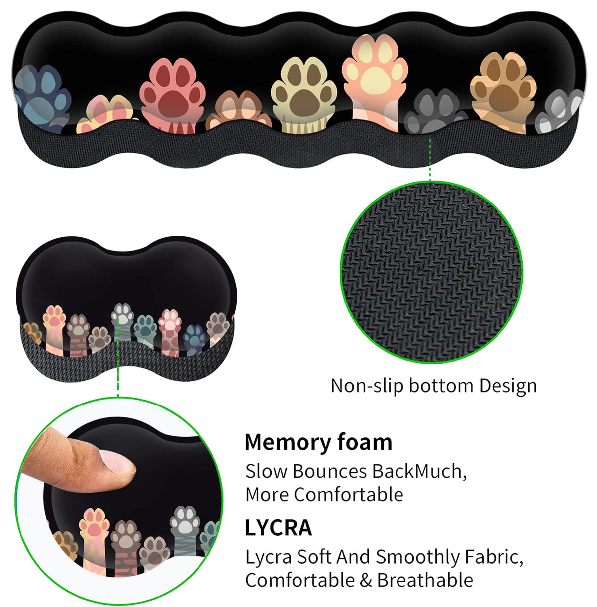 Ergonomic Keyboard Wrist Rest + Large Mouse Pad + Mouse Wrist Support Set, Memory Foam Mouse Wrist