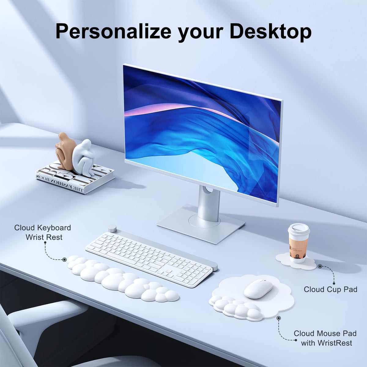 MOKURU Cloud Mouse Pad with Wrist Rest, Cloud Keyboard Wrist Rest, Mouse Pad Wrist Support