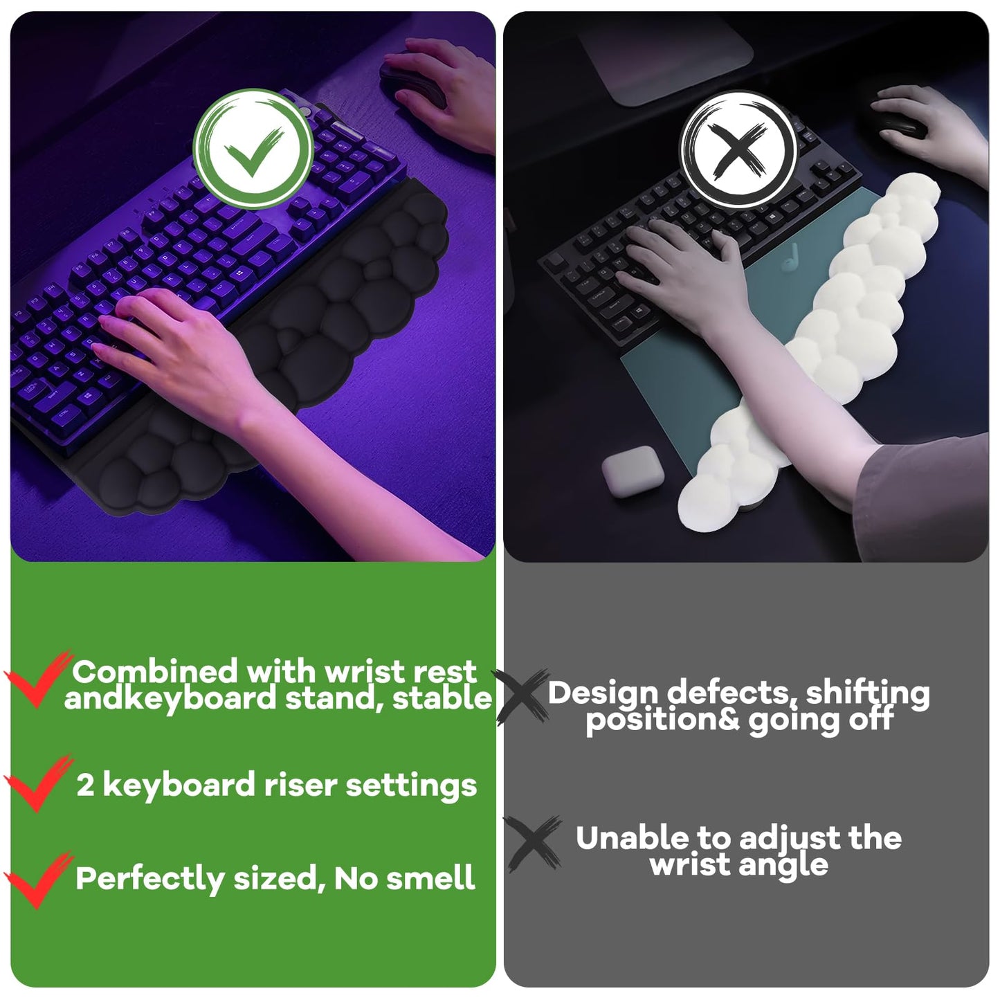 Ergonomic Wrist Rest for Computer Keyboard and Mouse, Cloud Keyboard Stand