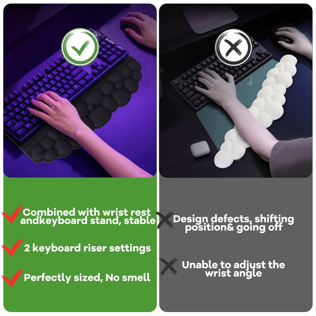 Ergonomic Wrist Rest for Computer Keyboard and Mouse, Cloud Keyboard Stand