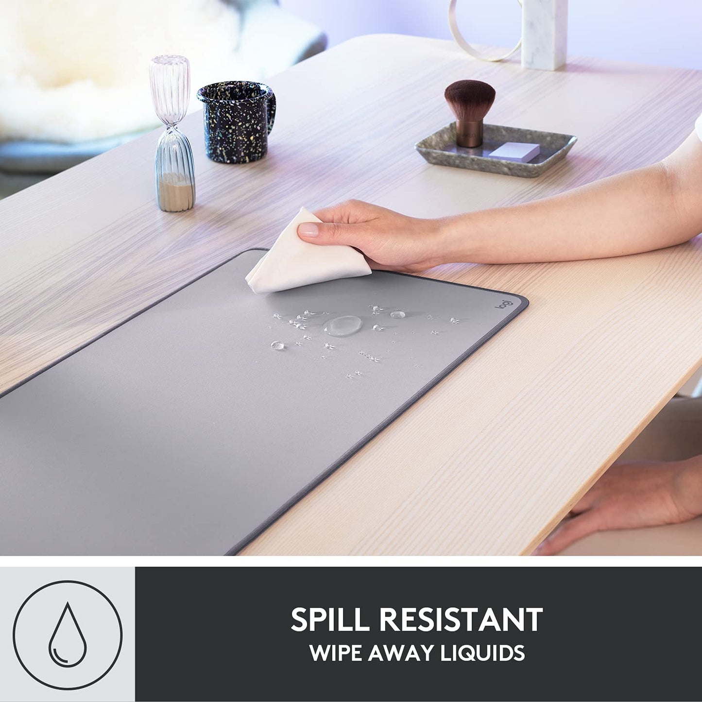 Logitech Studio Series Desk Mat Large 28x12 Inches - Mid Grey
