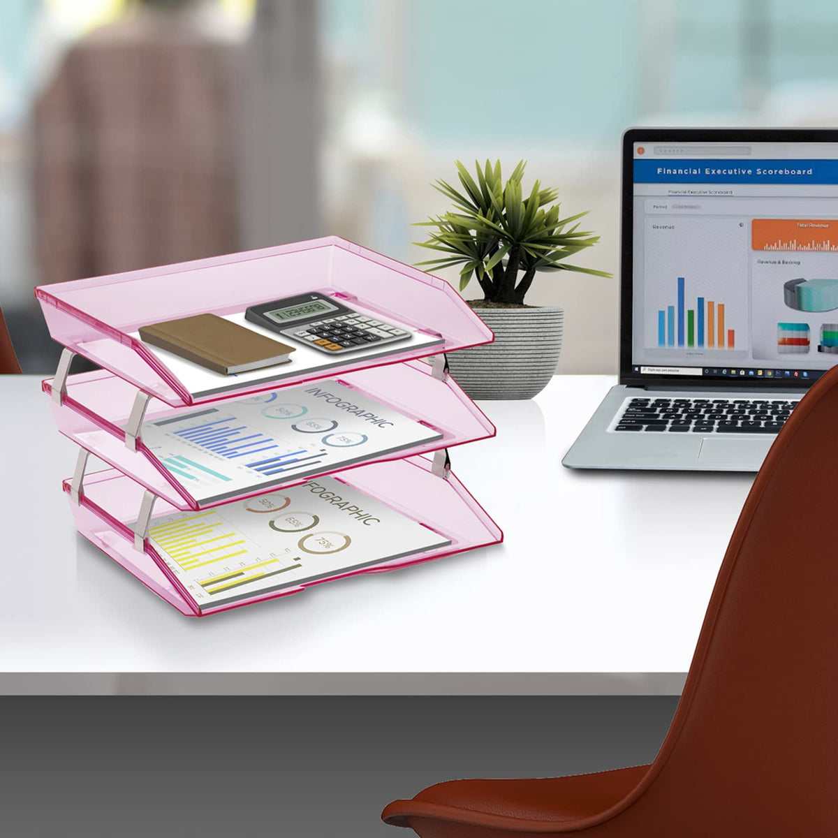 Acrimet Facility 3 Tier Letter Tray, Side Load, Letter Size/A4, Desktop File Organizer, Plastic