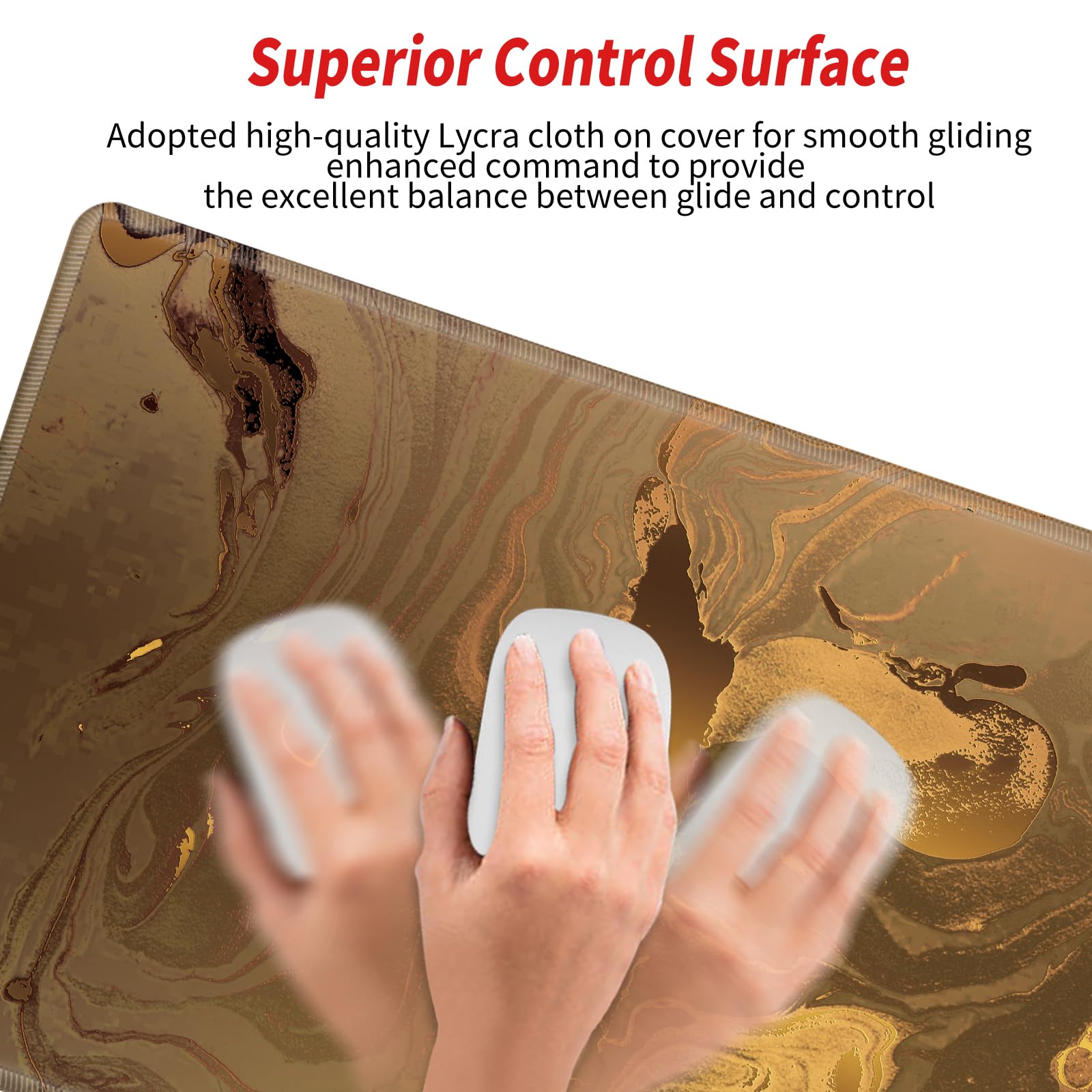 Large Mouse Pad Gold Marble Mousepad Gaming Desk Mat XXL 31.5''X15.75'' Desk Pad Big Computer Mat