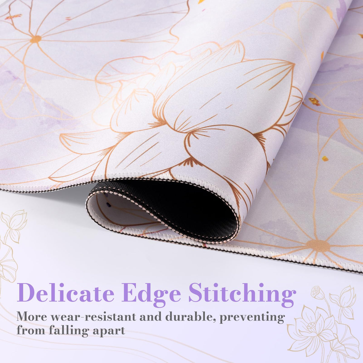 iCasso Desk Cover Mat, Extra Large Lotus Mouse Pad, Purple Lotus Leaf