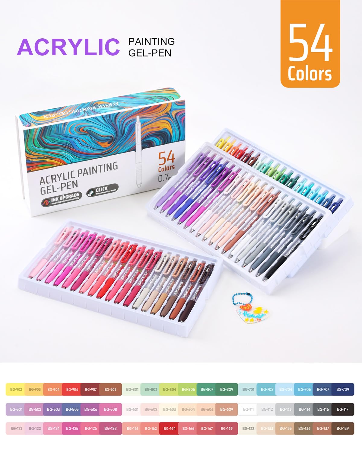 Xipan Acrylic Gel Pens for Coloring, 54 Colors Retractable Colored Pens
