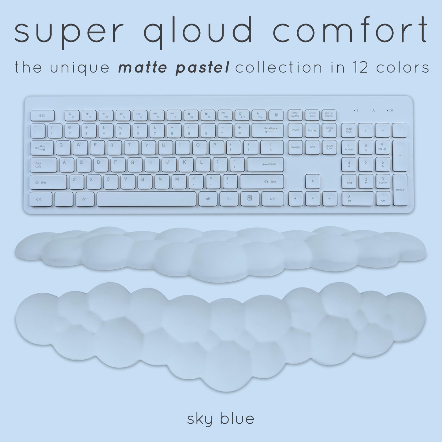 Blue Cloud Keyboard Wrist Rest – Create-ables Qloud Blue Wrist Rest for Computer Keyboard and