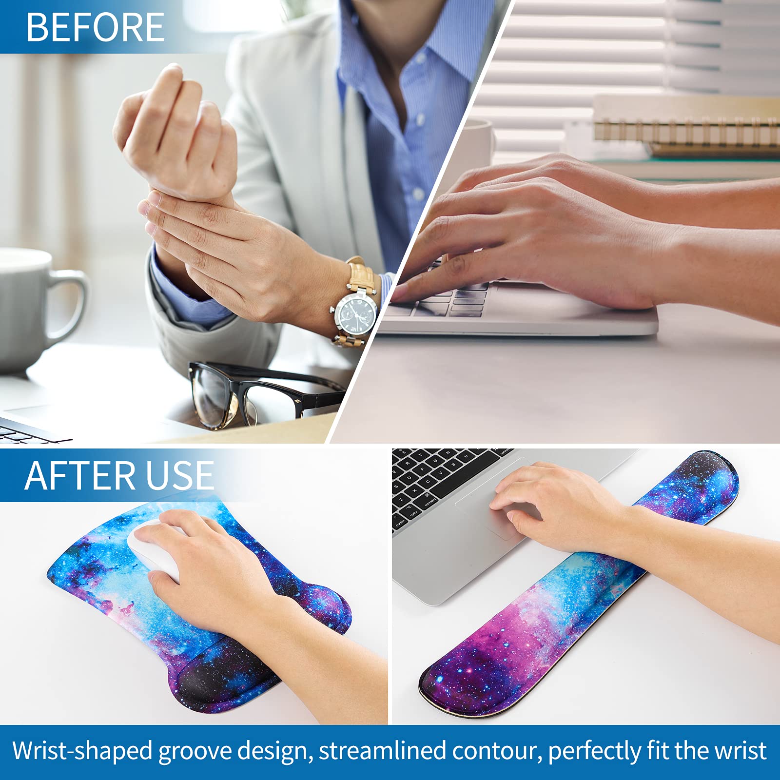 RICHEN Keyboard Wrist Rest Pad and Mouse Wrist Rest Support Mouse Pad Set,Durable & Comfortable &