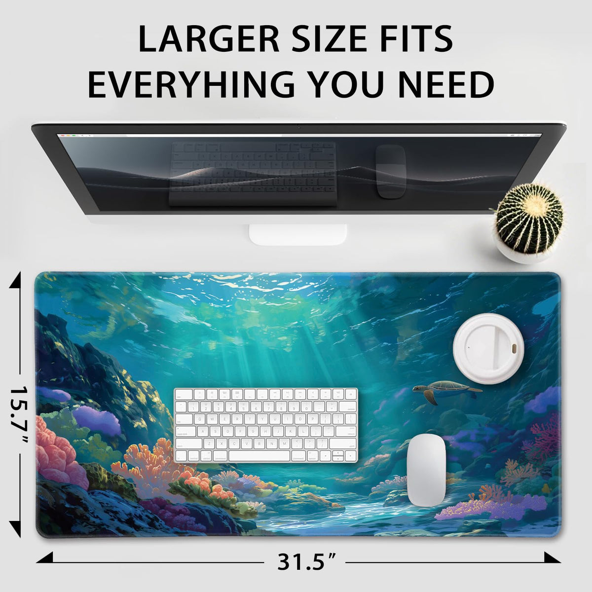 Mcapirivo Sea Turtles Large Gaming Mouse Pad Desk Mat 31.5"x15.7"