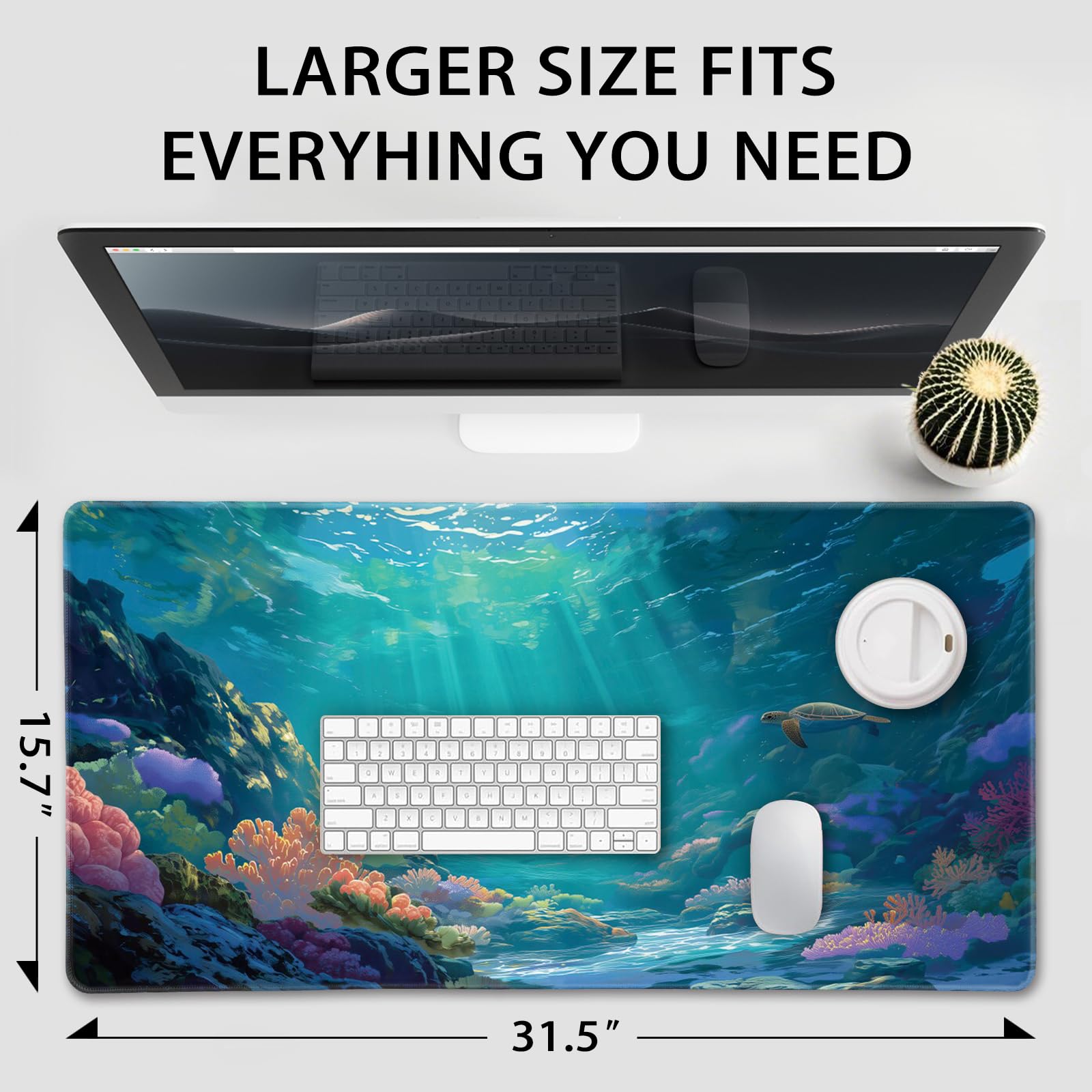 Mcapirivo Sea Turtles Large Gaming Mouse Pad Desk Mat 31.5"x15.7"