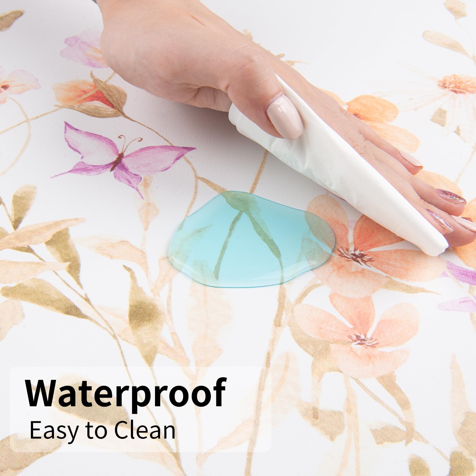 Colorful Star Floral Waterproof Office Desk Mat, 31.5" x 15.7"