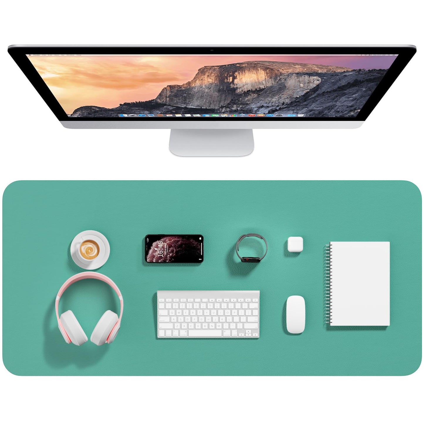 Hsurbtra Desk Pad, 35.5" x 17" PU Leather Desk Mat, XXL Extended Mouse Pad, Waterproof Desktop
