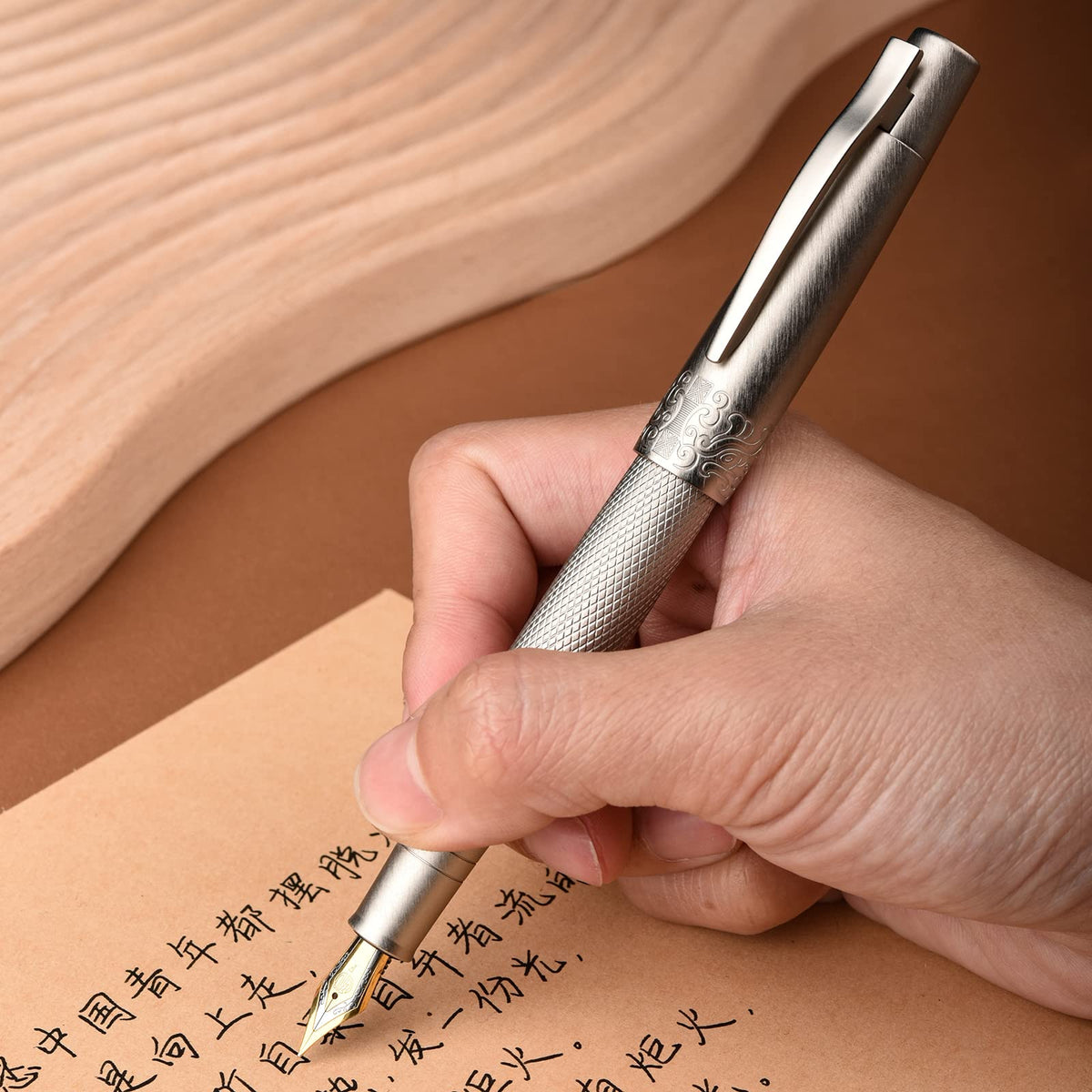 6013 Silver General Fountain Pen, Iridium Gold-silver Extra Fine Nib Solid Metal Writing Pen with