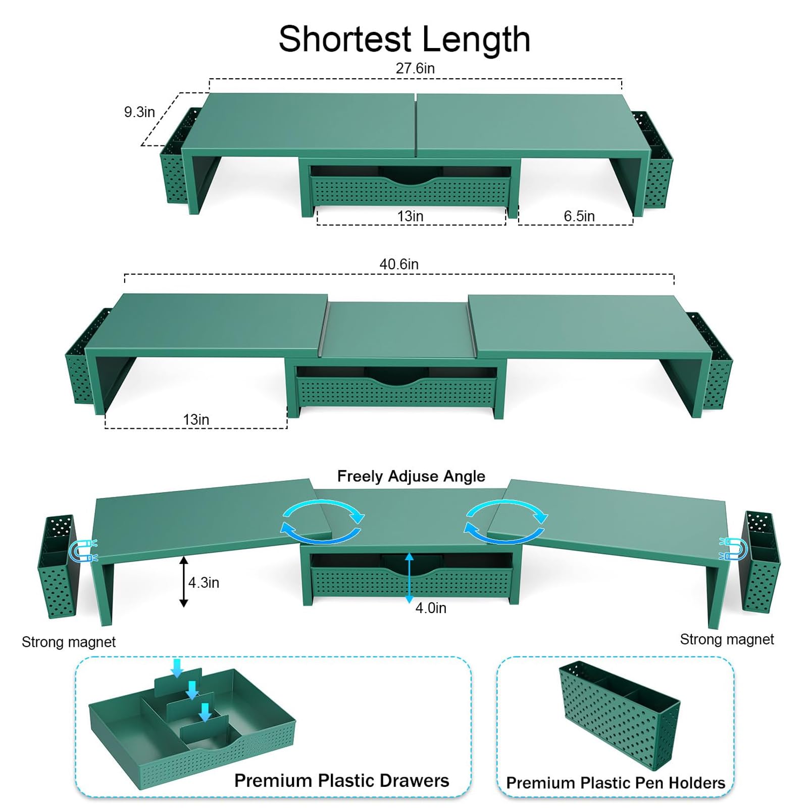 gianotter Dual Monitor Stand Riser With Drawer and 2 Pen Holders