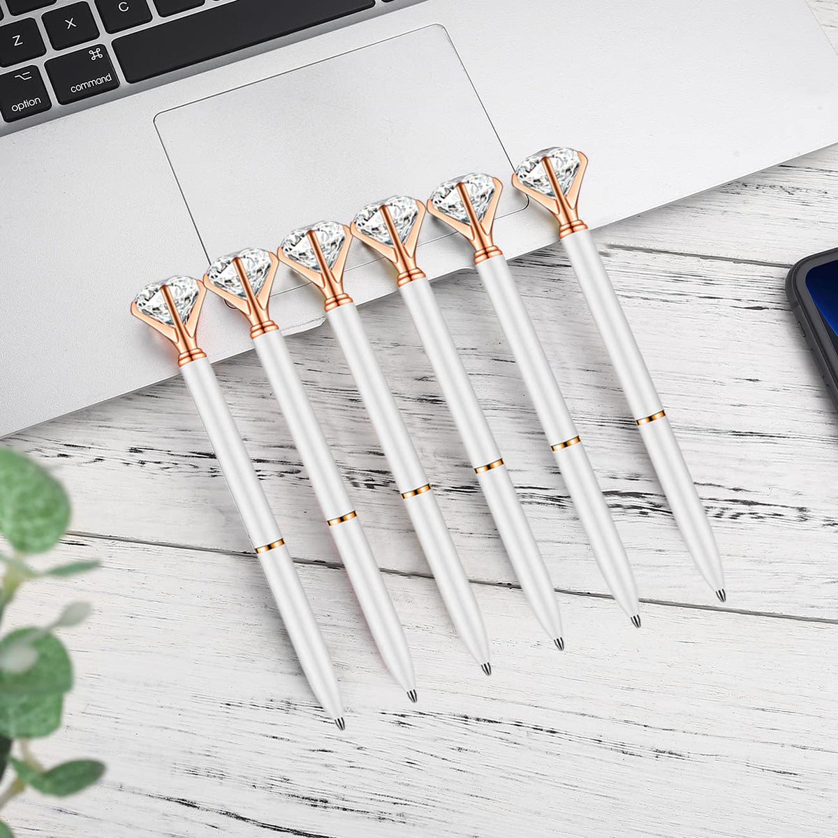 PASISIBICK White Diamond Pens Pack of 20 Bling Diamond Gem Pen Décor Gifts for Women Bridesmaid