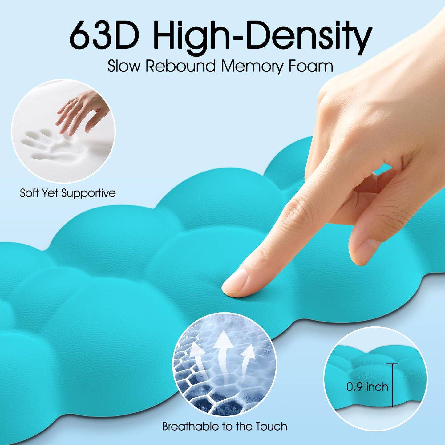 Retuhapy Cloud Wrist Rest Keyboard Cushion and Cloud Mouse Pad, Scuba Blue