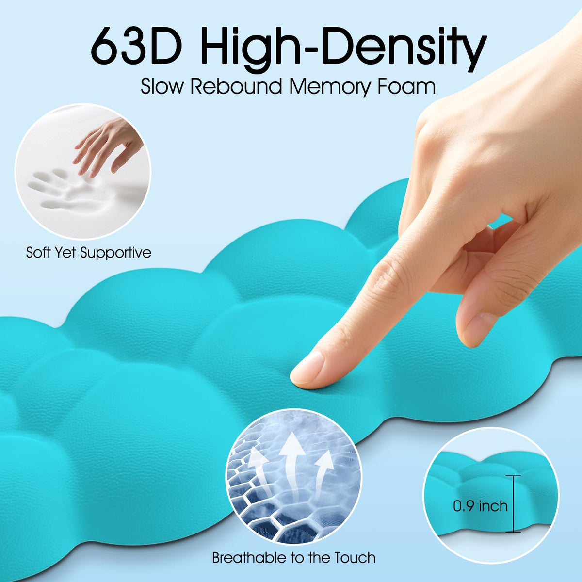 Retuhapy Cloud Wrist Rest Keyboard Cushion and Cloud Mouse Pad, Scuba Blue