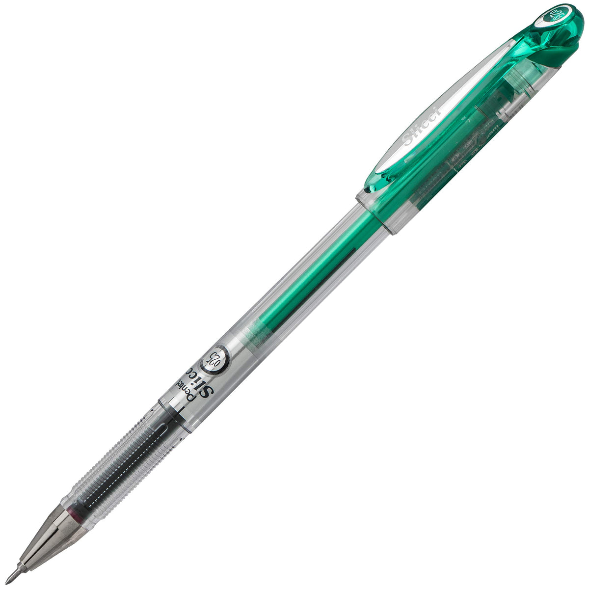 Pentel Arts Slicci 0.25 mm Extra Fine Gel Pen, Green Ink, Box of 12 (BG202-D)