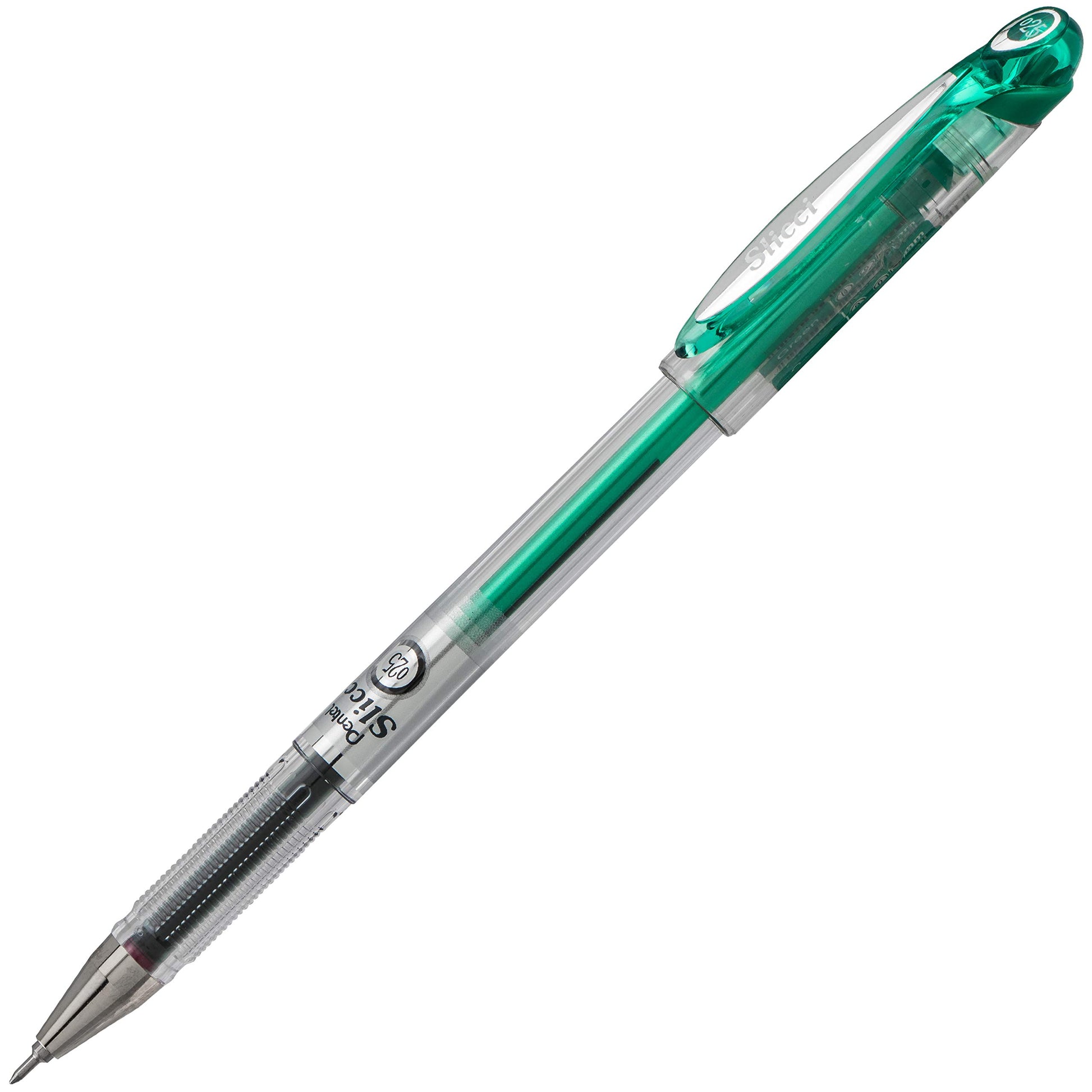 Pentel Arts Slicci 0.25 mm Extra Fine Gel Pen, Green Ink, Box of 12 (BG202-D)
