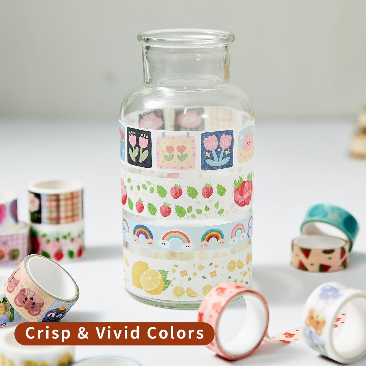 Gemmapylor Kwaii Washi Tape 30 Rolls, Decorative Masking Tape for Junk Journal, Scrapbooking