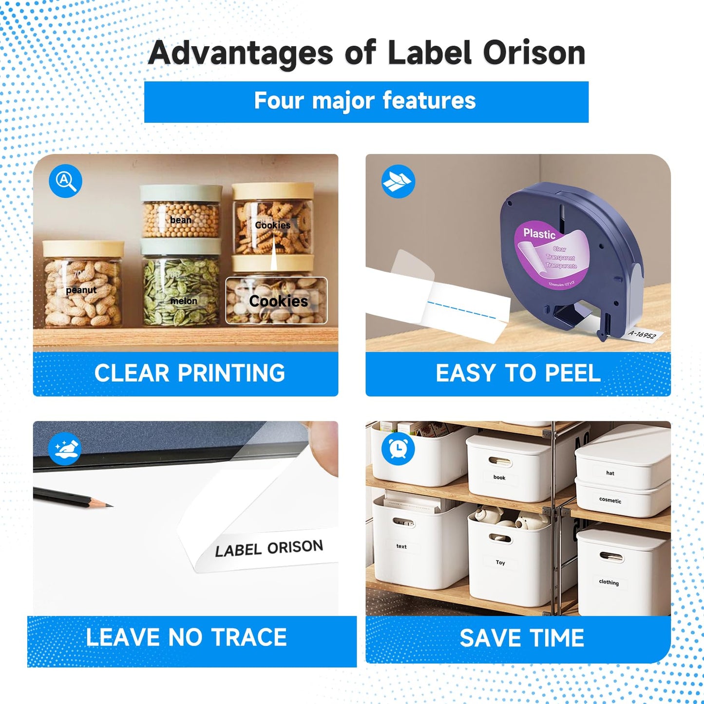Label Orison Compatible with Dymo LetraTag Refills 16952 Clear Plastic Label Tape 1/2'' x 13'