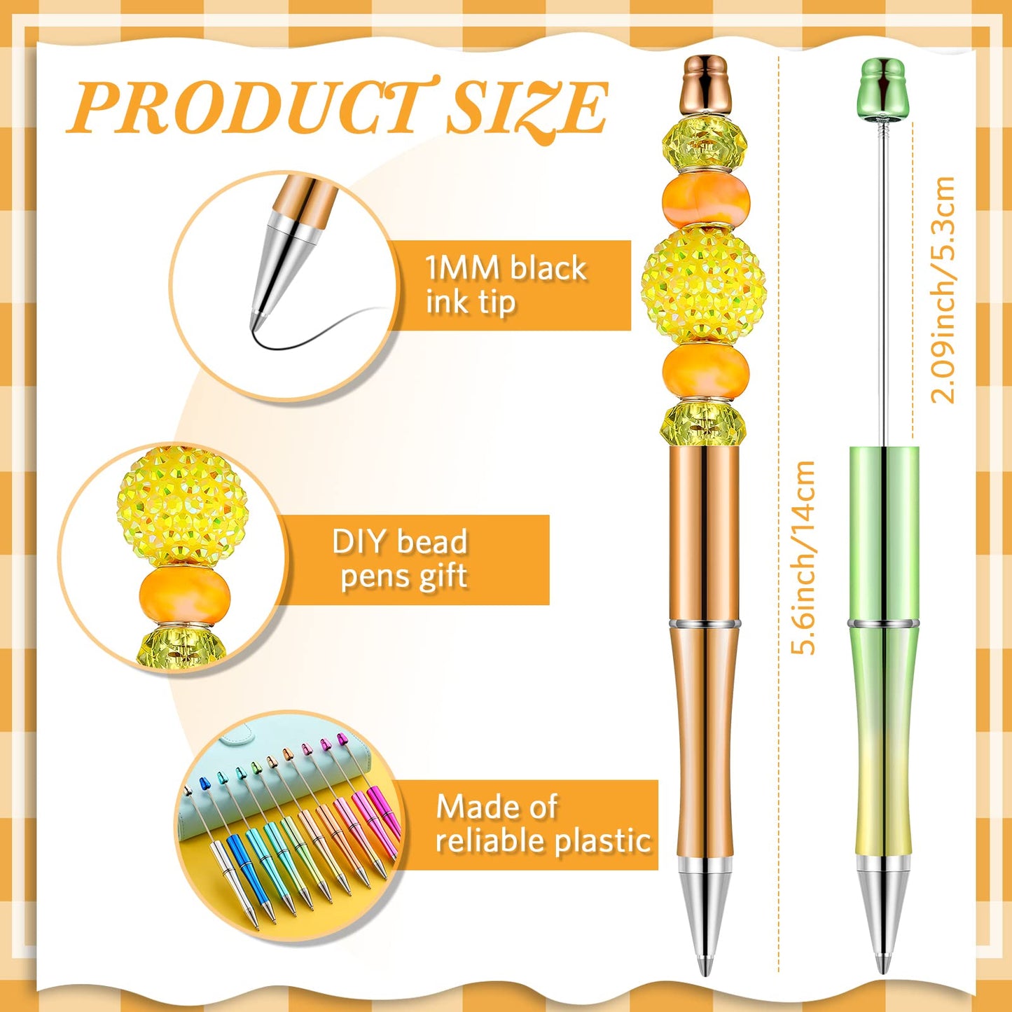 Crtiin 100 Pcs Beadable Pen School DIY Kit,Electroplated Gradient Color