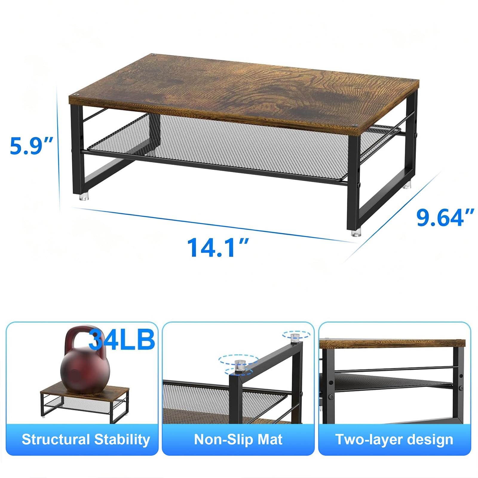 gianotter 2-Tier Wood Monitor Stand Riser