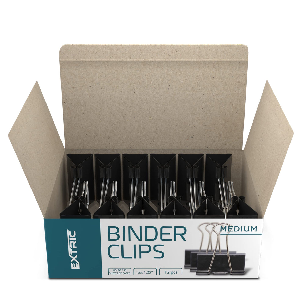 Binder Clips - 24 Medium Binder Clips, 1.25 Inch Black Paper Clamps, File Clip for Home, Office and