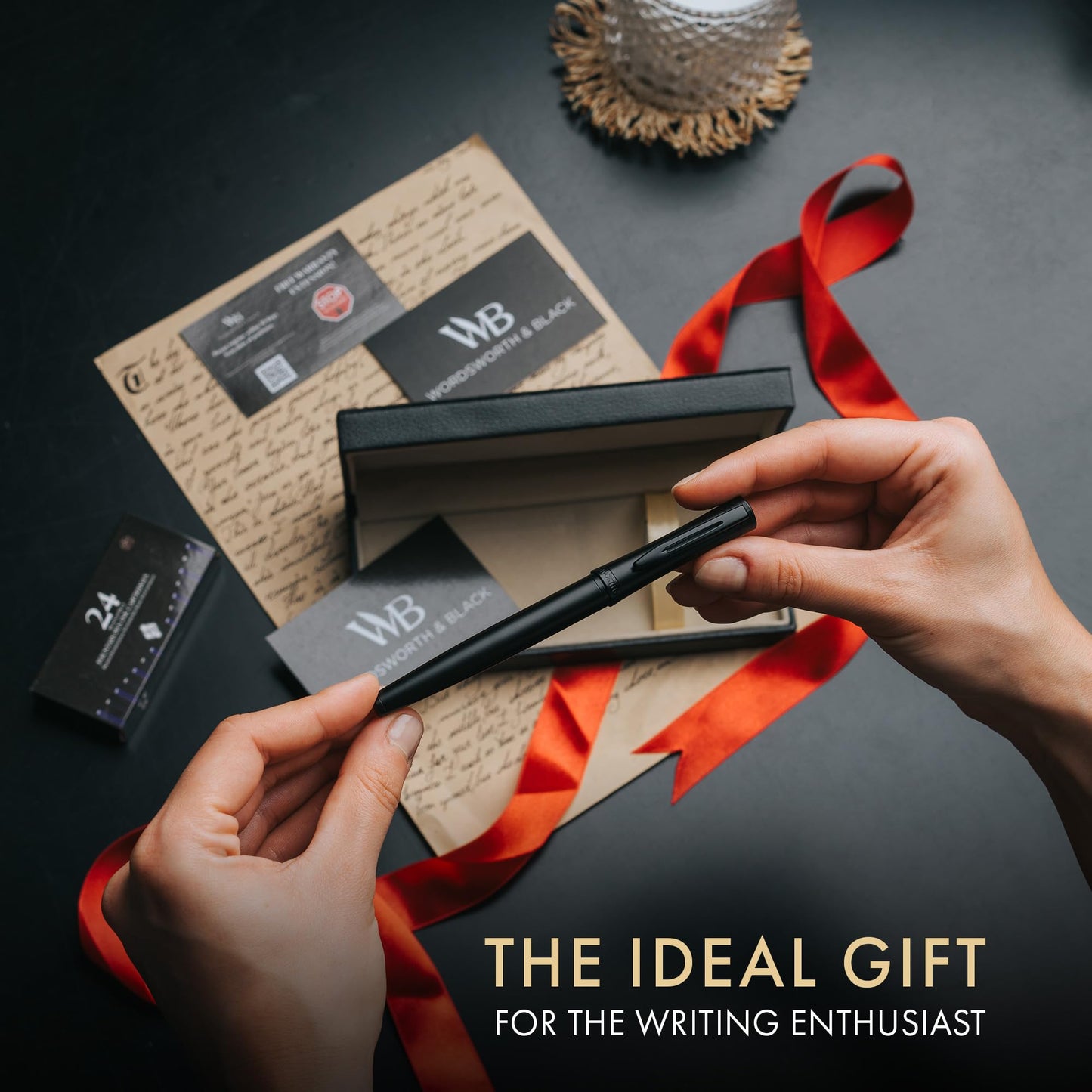 Wordsworth & Black Luxury Fountain Pen Set for Writing, Medium Nib, Black