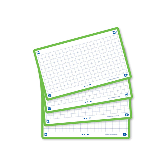 Flash Cards by Oxford, Squared with Green Frame, Pack of 80 Cards, 7.5x12.5cm Size 400133872