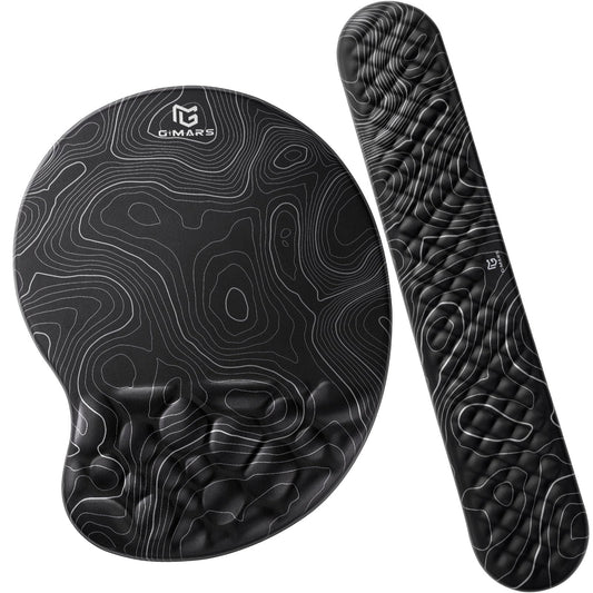 Gimars Upgrade Ergonomic Ultra-Soft Foam Keyboard Mouse Pad Wrist Rest Set, Smooth &Enlarge Wrist