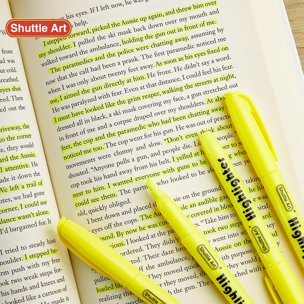Shuttle Art 70 Pack Highlighters, Yellow Highlighters with Versatile Chisel Tip, Highlighter