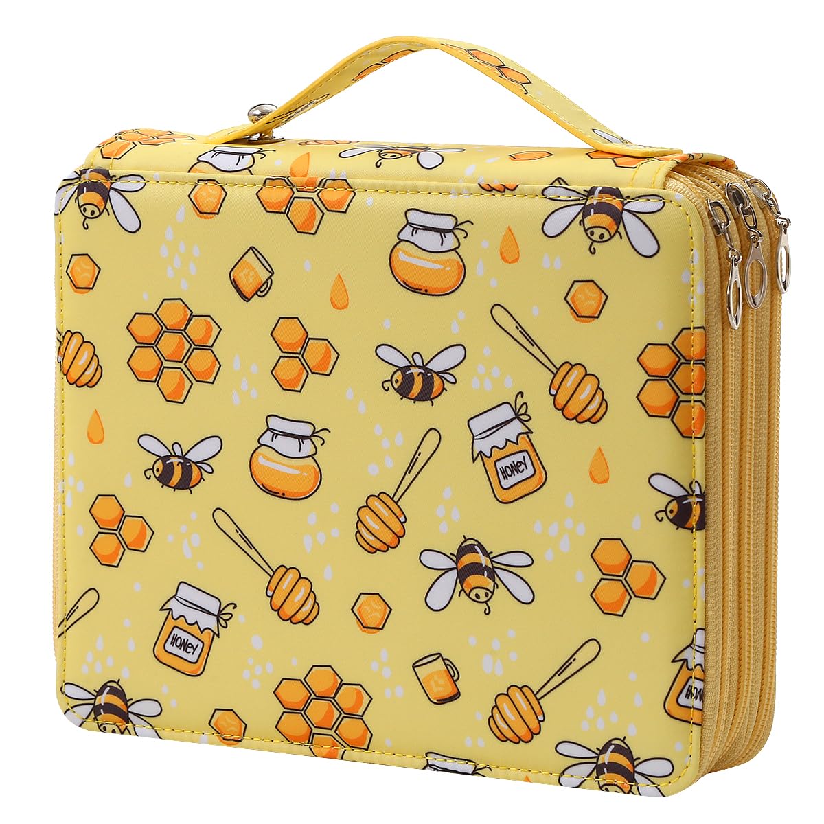 Lbxgap120 Slots Pencil Case 3-Layer Zipped Holder With Handle