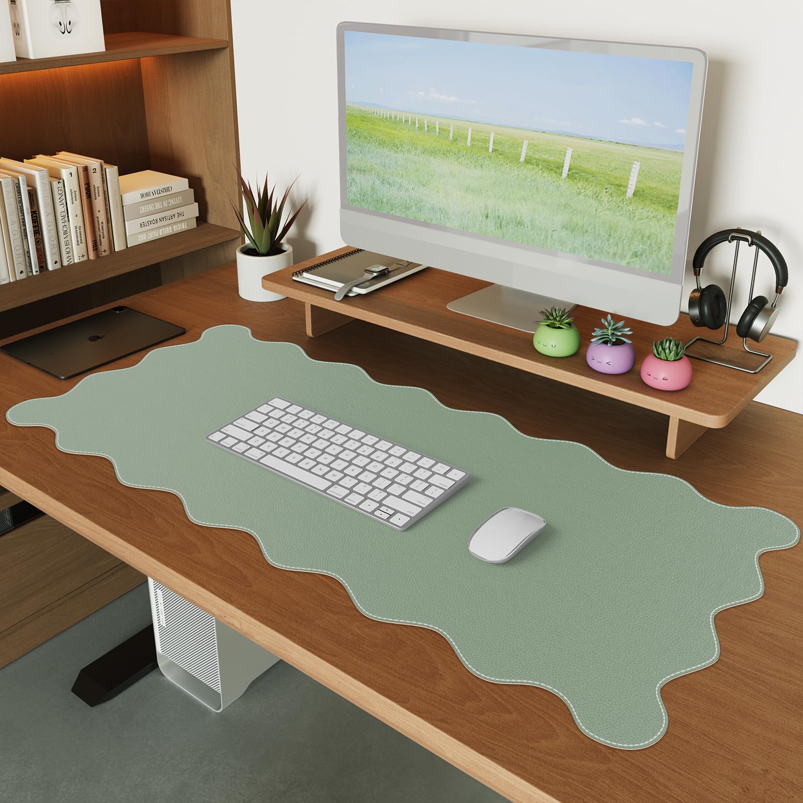 iCasso Keyboard Mat for Classroom, Green 35.4"x15.7" Desk Protector