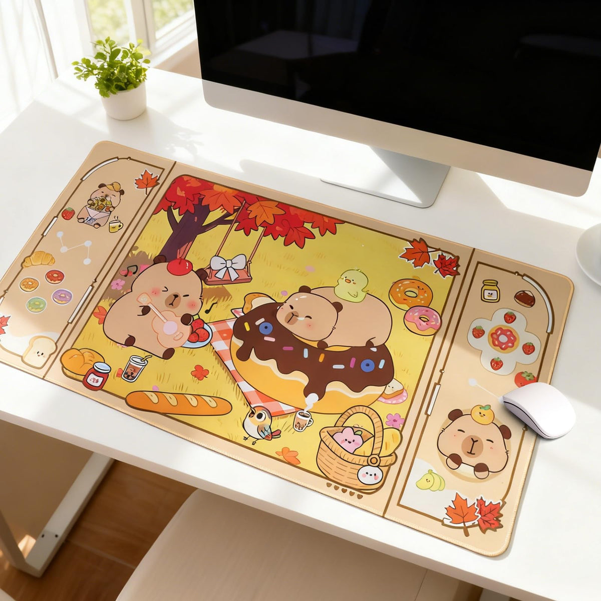 PERFECTSIGHT Cute Capybara Desk Pad Kawaii Desk Mat, Large Gaming Mouse Pad, Funny Deskmat