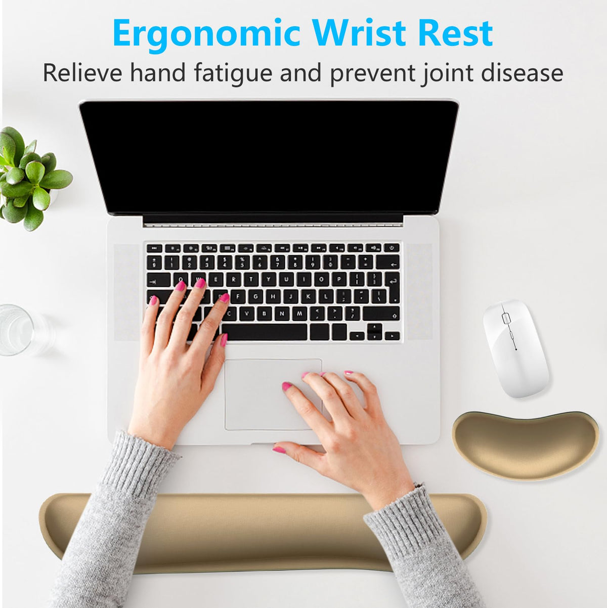 Dapesuom Enlarge Keyboard Wrist Rest, Memory Foam Wrist Cushion for Desk Mats Support, Cute Typing