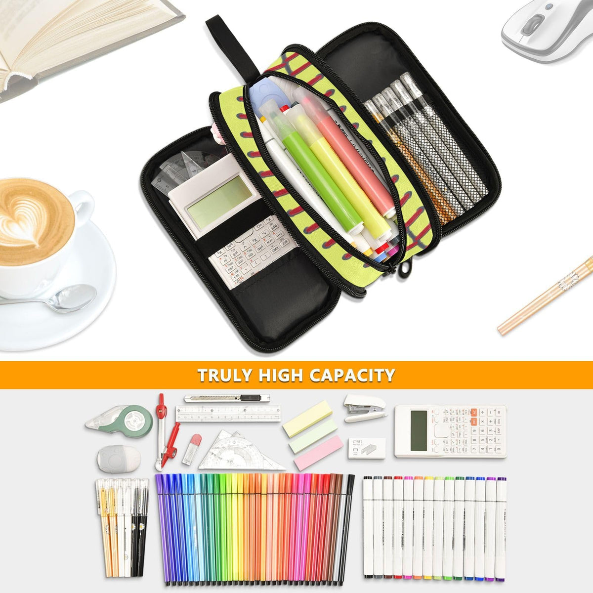 XUWU Softball Large Capacity Pencil Case Pencil Pouch Pen Box