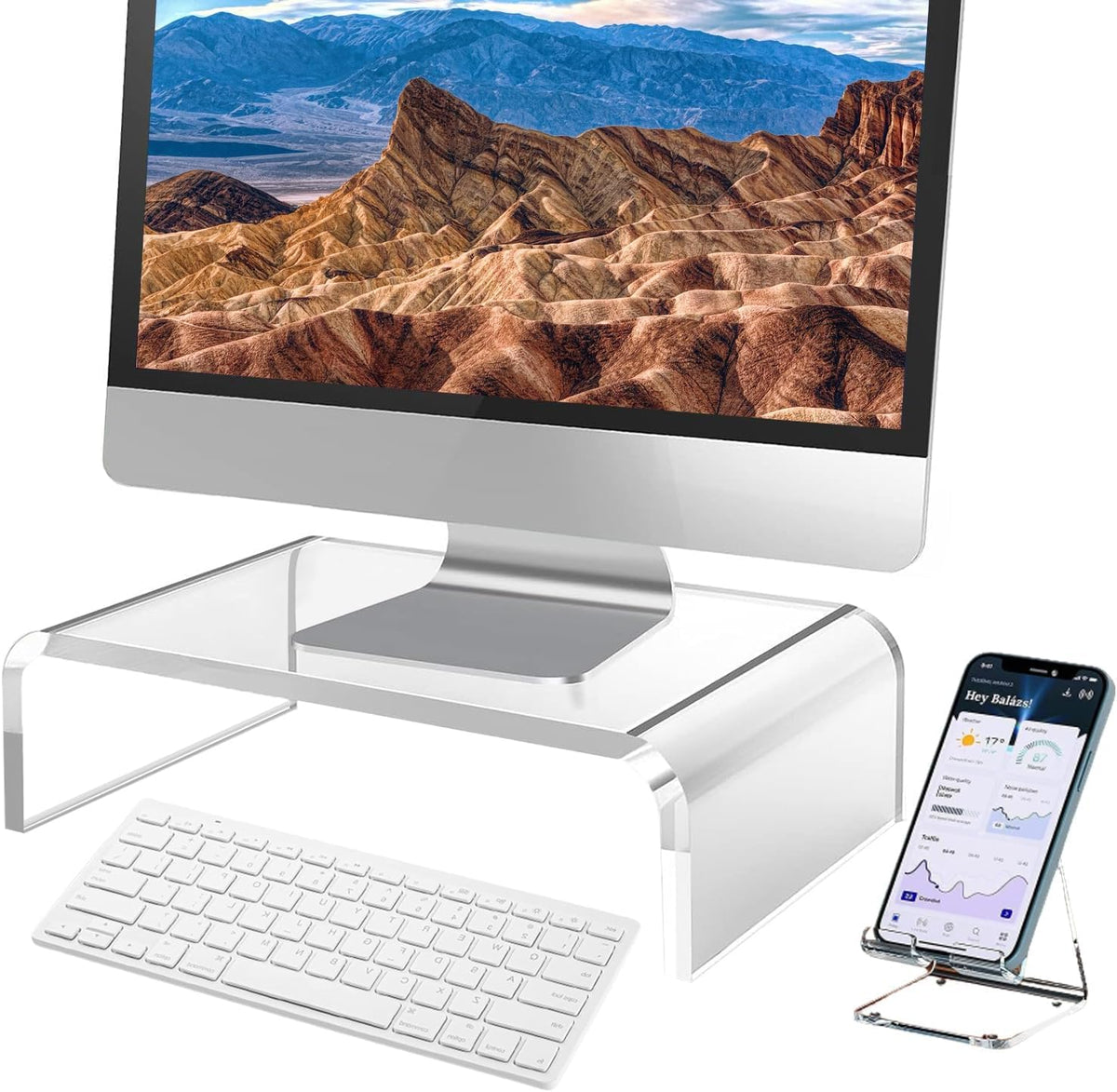 VAOLLO Clear Monitor Stand Riser, Computer Monitor Stand/Acrylic Monitor Riser for Home Office