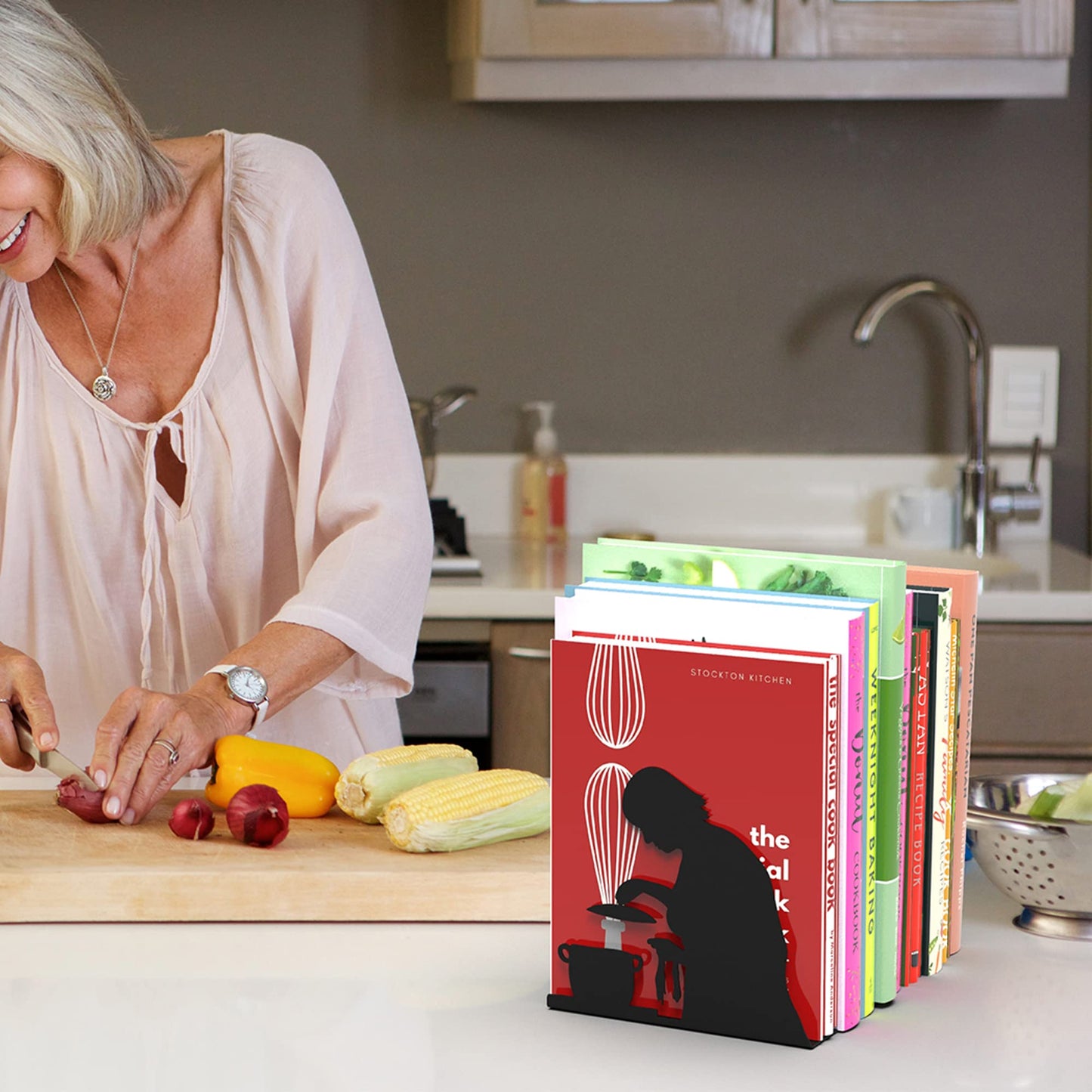 Artori Design Hidden Bookends for Shelves - Cooking Book Ends
