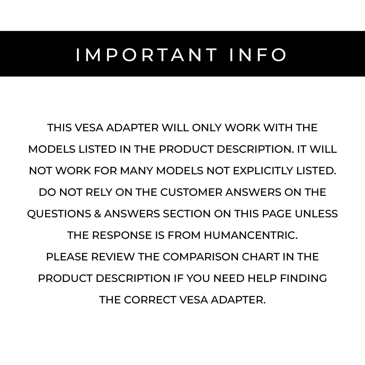 HumanCentric VESA Mount Adapter for Dell Monitors, 75x75 & 100x100mm