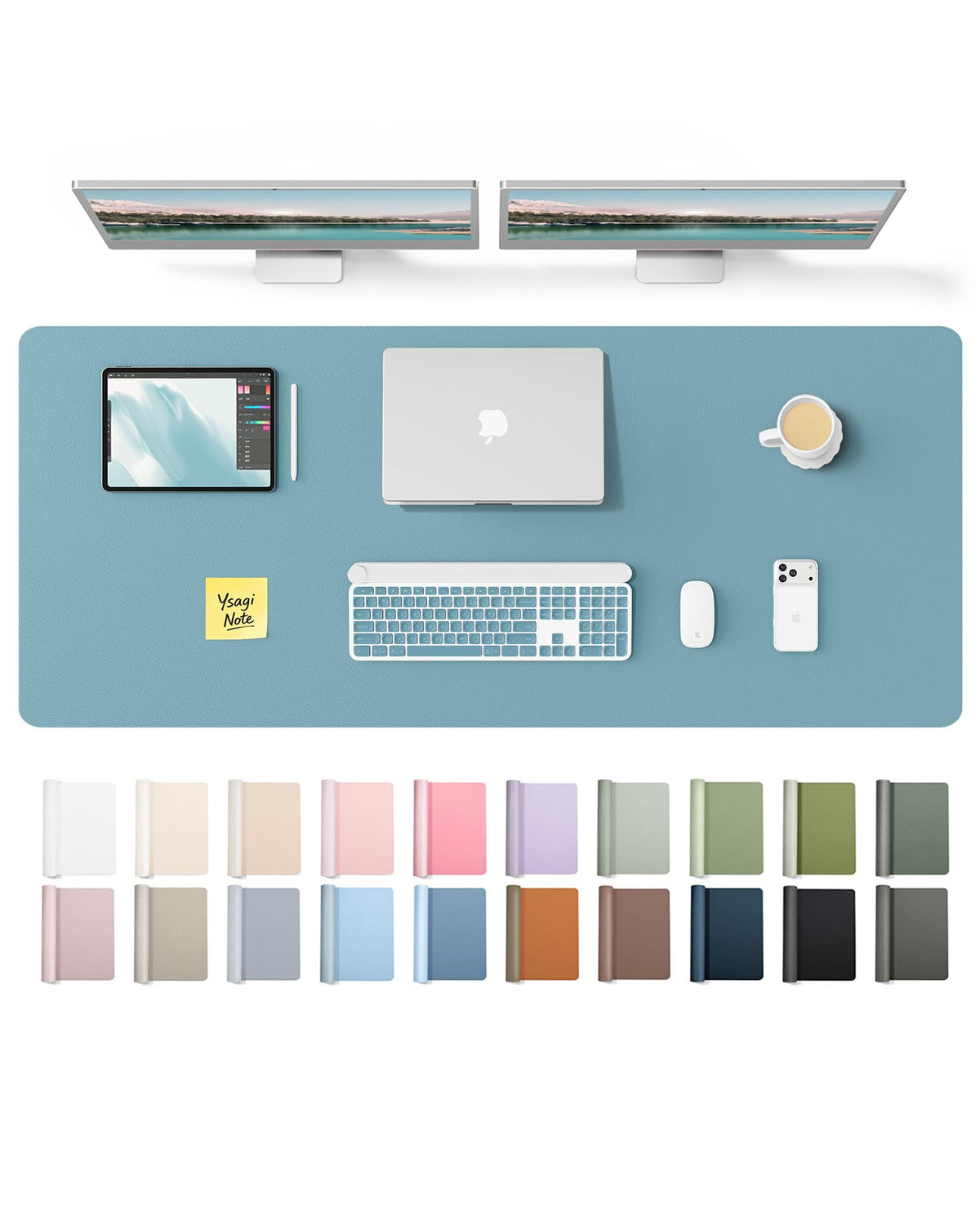 YSAGi Leather Desk Protector, Office Mat, Large Mouse Mat, Non-Slip PU Leather Blotter, Laptop Desk